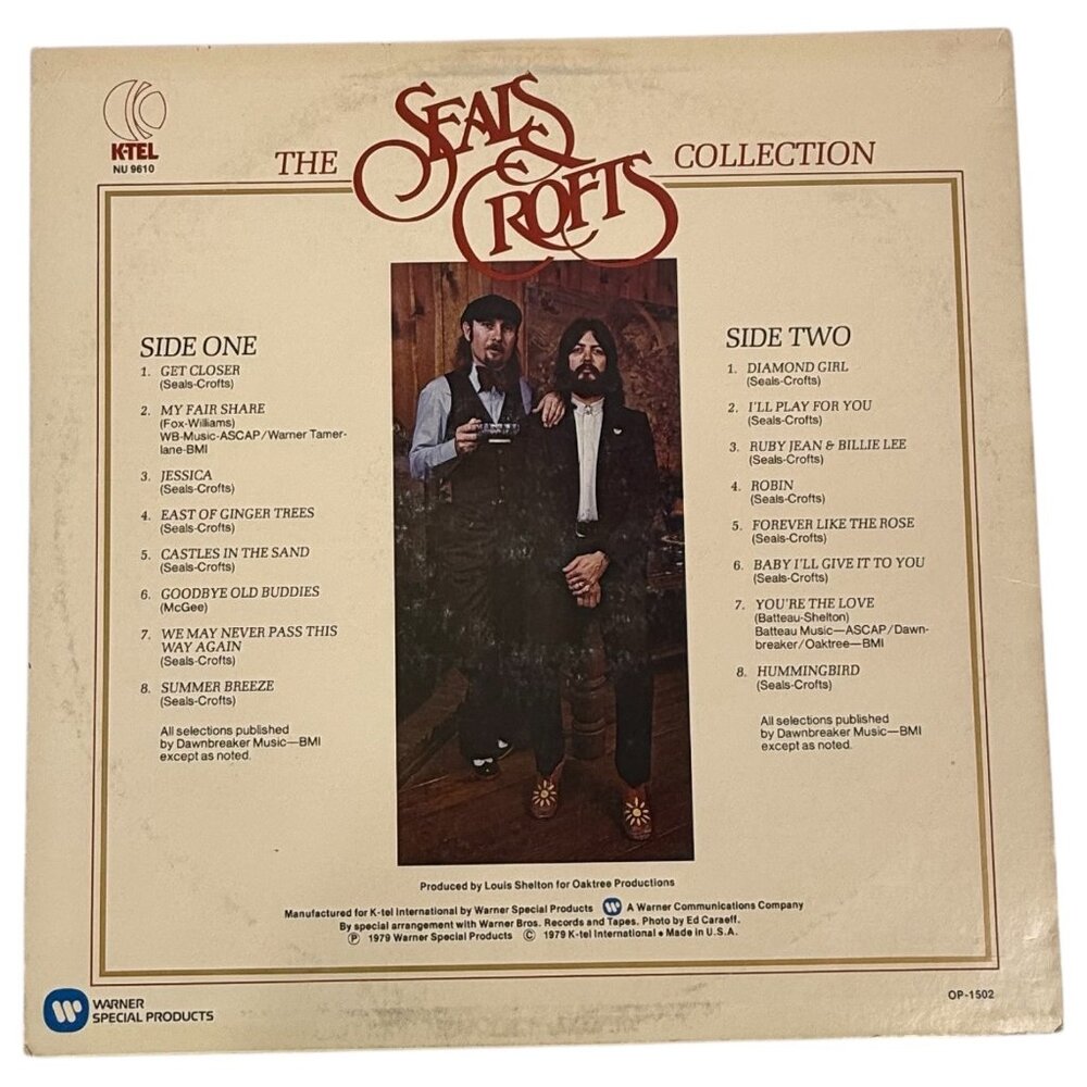 The Seals & Crofts Collection Vinyl LP Record Album 1979 K-Tel NU9610 Tested - Picture 3 of 5